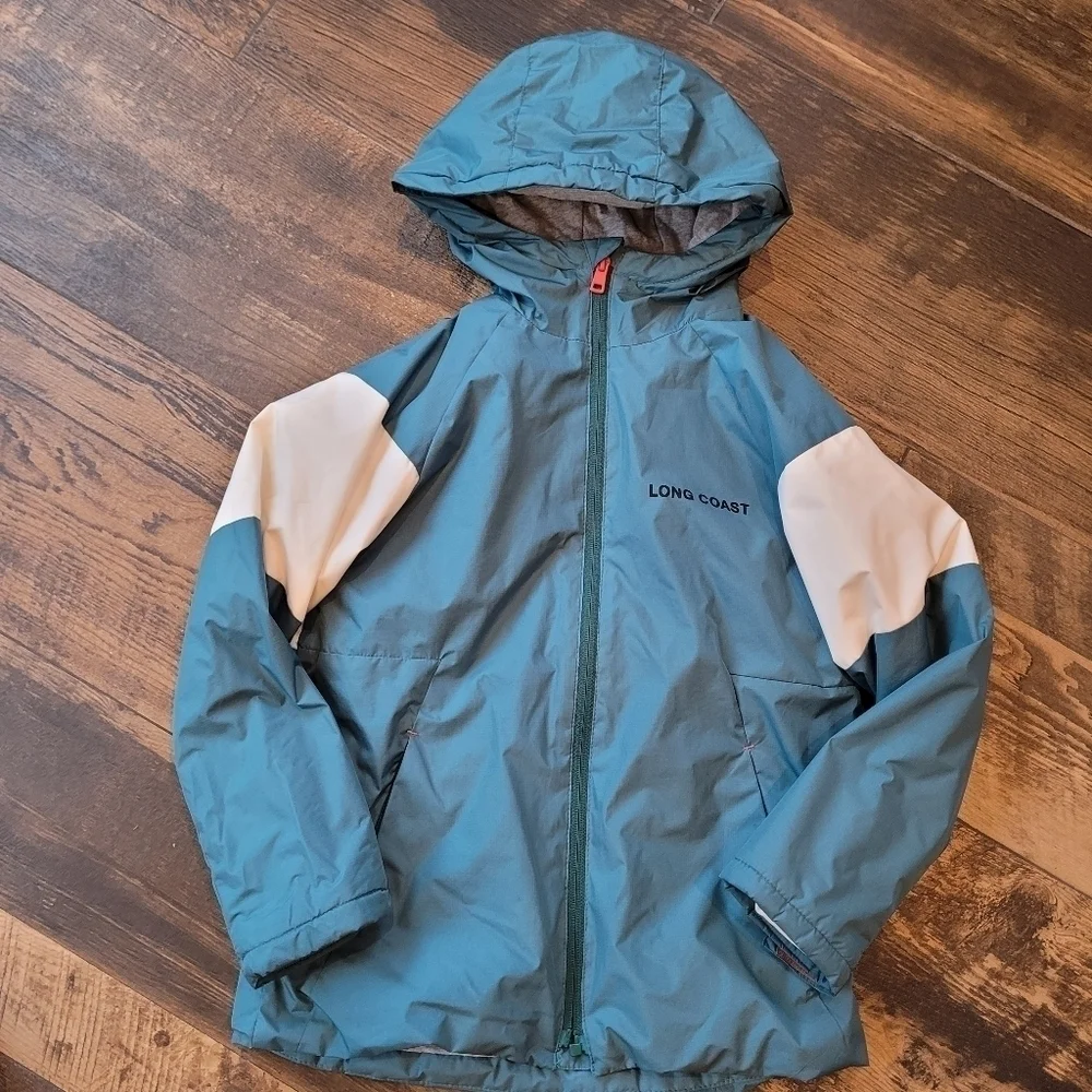 Zara Boys Frisbee Club Zip Up Hooded Lined Rain Jacket Coat Size 9
